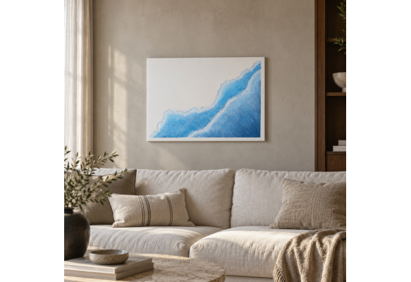 Marea Mavi Dalga Dokulu Tablo – 50 × 70 cm